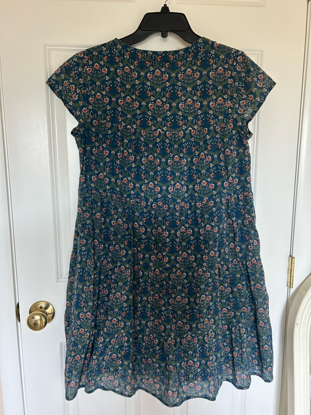 Roller Rabbit Teal Floral V-Neck Tiered Dress - Picture 2 of 4
